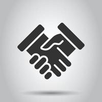 Handshake icon in flat style. Partnership deal vector illustration on white isolated background. Agreement business concept.