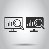 Website analytics icon in flat style. SEO data vector illustration on white isolated background. Computer diagram business concept.