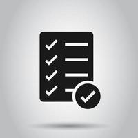 Checklist document sign icon in flat style. Survey vector illustration on isolated background. Check mark banner business concept.