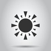 Sun icon in flat style. Sunlight sign vector illustration on white isolated background. Daylight business concept.