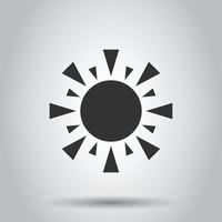 icono de sol en estilo plano. Ilustración de vector de signo de luz solar sobre fondo blanco aislado. concepto de negocio de luz diurna.