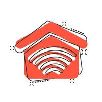 Smart home icon in comic style. House control vector cartoon illustration pictogram splash effect.