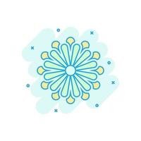 Flower leaf icon in comic style. Magnolia, dahlia vector cartoon illustration on white isolated background. Plant blossom business concept splash effect.