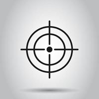 Shooting target vector icon in flat style. Aim sniper symbol illustration on isolated background. Target aim business concept.