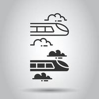 Metro icon in flat style. Train subway vector illustration on white isolated background. Railroad cargo business concept.