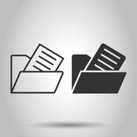 File folder icon in flat style. Documents archive vector illustration on isolated background. Storage business concept.