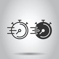 Clock icon in flat style. Watch vector illustration on white isolated background. Timer business concept.