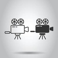 Projector icon in flat style. Cinema camera vector illustration on white isolated background. Movie business concept.