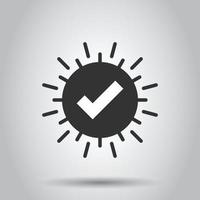 Check mark sign icon in flat style. Confirm button vector illustration on white isolated background. Accepted business concept.