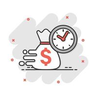 Vector cartoon business and finance management icon in comic style. Time is money concept illustration pictogram. Financial strategy business splash effect concept.