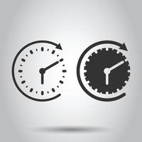 Clock icon in flat style. Watch vector illustration on white isolated background. Timer business concept.