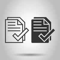 Document checklist icon in flat style. Report vector illustration on white isolated background. Paper sheet business concept.