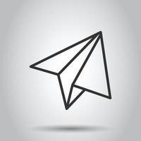 Paper plane icon in flat style. Sent message vector illustration on white isolated background. Air sms business concept.