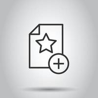 Document with star icon in flat style. Wish list vector illustration on white isolated background. Favorite purchase business concept.