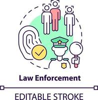 Law enforcement concept icon. Biometric technology application abstract idea thin line illustration. Criminal justice. Isolated outline drawing. Editable stroke vector