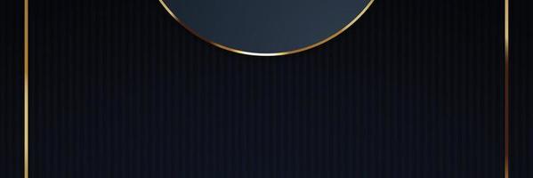 Luxury dark navy background with golden lines and abstract shape. Vector graphic illustration