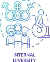 Internal diversity blue gradient concept icon. Workplace diversity category abstract idea thin line illustration. Individual background. Isolated outline drawing vector