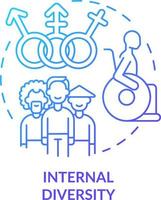 Internal diversity blue gradient concept icon. Workplace diversity category abstract idea thin line illustration. Individual background. Isolated outline drawing vector