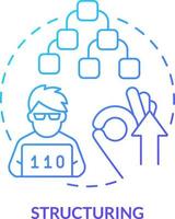 Structuring blue gradient concept icon. Code modules hierarchy. Feature of programming languages abstract idea thin line illustration. Isolated outline drawing vector