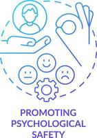 Promoting psychological safety blue gradient concept icon. Inclusive leadership attribute abstract idea thin line illustration. Healthy dynamics. Isolated outline drawing vector