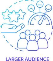 Larger audience blue gradient concept icon. Workplace diversity advantage abstract idea thin line illustration. Positive reputation. Isolated outline drawing vector