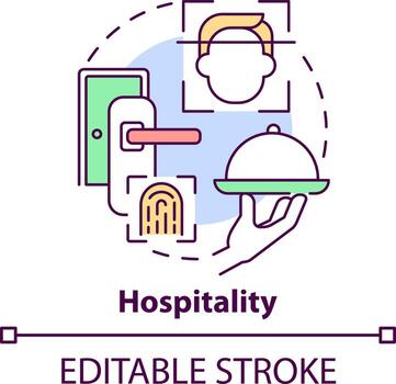 Hospitality concept icon. Biometric technology usage abstract idea thin line illustration. Technological advancements. Isolated outline drawing. Editable stroke vector