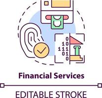 Financial services concept icon. Biometric technology usage abstract idea thin line illustration. Payments and transfers. Isolated outline drawing. Editable stroke vector