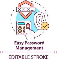 Easy password management concept icon. Biometric authentication benefit abstract idea thin line illustration. Isolated outline drawing. Editable stroke vector