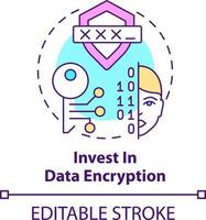 Invest in data encryption concept icon. Manage customer digital identity abstract idea thin line illustration. Isolated outline drawing. Editable stroke vector