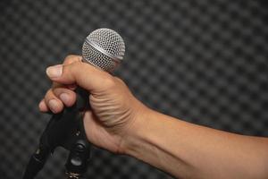 Microphone Holder in Music Studio for Music Training or Music Recording photo