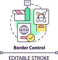 frontera controlar concepto icono. biométrico tecnología solicitud resumen idea Delgado línea ilustración. seguridad puntos de control aislado contorno dibujo. editable carrera vector