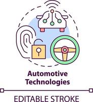 automotor tecnologías concepto icono. biométrico tecnología uso resumen idea Delgado línea ilustración. autoconducción carros. aislado contorno dibujo. editable carrera vector