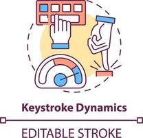 Keystroke dynamics concept icon. Behavioural measurement abstract idea thin line illustration. Typing pattern analysis. Isolated outline drawing. Editable stroke vector