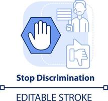 Stop discrimination light blue concept icon. Unjust treatment. LGBT issue abstract idea thin line illustration. Isolated outline drawing. Editable stroke vector