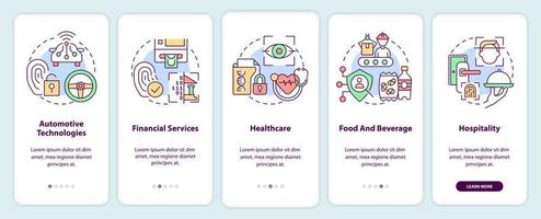 Biometric technology using onboarding mobile app screen. Safe access walkthrough 5 steps editable graphic instructions with linear concepts. UI, UX, GUI template vector