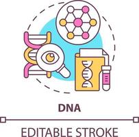 DNA concept icon. Biometric identification technology abstract idea thin line illustration. Forensic investigations. Isolated outline drawing. Editable stroke vector