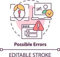 Possible errors concept icon. Biometric authentication disadvantage abstract idea thin line illustration. False rejections. Isolated outline drawing. Editable stroke vector