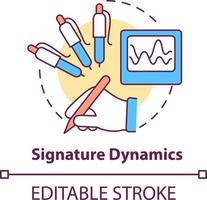 Signature dynamics concept icon. Behavioral measurement abstract idea thin line illustration. Individual handwriting. Isolated outline drawing. Editable stroke vector