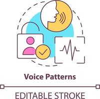 Voice patterns concept icon. Biometric identification technology abstract idea thin line illustration. Speech recognition. Isolated outline drawing. Editable stroke vector