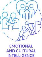 Emotional and cultural intelligence blue gradient concept icon. Inclusive leaders trait abstract idea thin line illustration. Communication skills. Isolated outline drawing vector