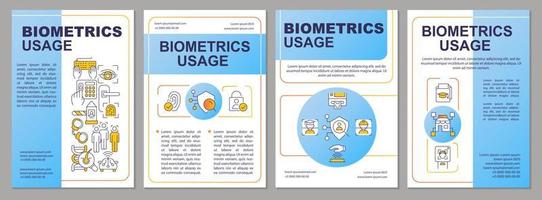 biometría integración azul folleto modelo. identidad tecnología. folleto diseño con lineal iconos editable 4 4 vector diseños para presentación, anual informes