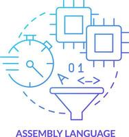 Assembly language blue gradient concept icon. Symbolic code instruction. Type of computer language abstract idea thin line illustration. Isolated outline drawing vector