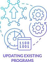 actualización existente programas azul degradado concepto icono. software desarrollo. programación habilidad resumen idea Delgado línea ilustración. aislado contorno dibujo vector