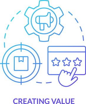 creando valor azul degradado concepto icono. puesta en marcha consultante campo resumen idea Delgado línea ilustración. mejorar producto atractivo. aislado contorno dibujo vector