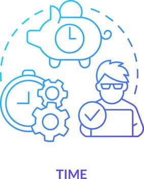 Time blue gradient concept icon. Startup consulting field abstract idea thin line illustration. Improving entrepreneurial skills. Creating budget. Isolated outline drawing vector