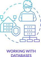 Working with databases blue gradient concept icon. Data and information management. Programming skills abstract idea thin line illustration. Isolated outline drawing vector