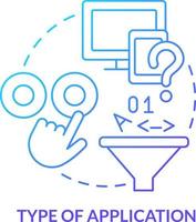 Type of application blue gradient concept icon. Developing program. Programing language choice standard abstract idea thin line illustration. Isolated outline drawing vector