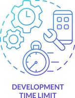 Development time limit blue gradient concept icon. Building program. Programing language choice criterion abstract idea thin line illustration. Isolated outline drawing vector