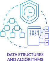 datos estructuras y algoritmos azul degradado concepto icono. problema resolviendo programación habilidad resumen idea Delgado línea ilustración. aislado contorno dibujo vector