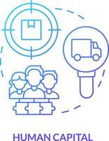 Human capital blue gradient concept icon. Startup consulting sphere abstract idea thin line illustration. Performing work together. Workforce. Isolated outline drawing vector